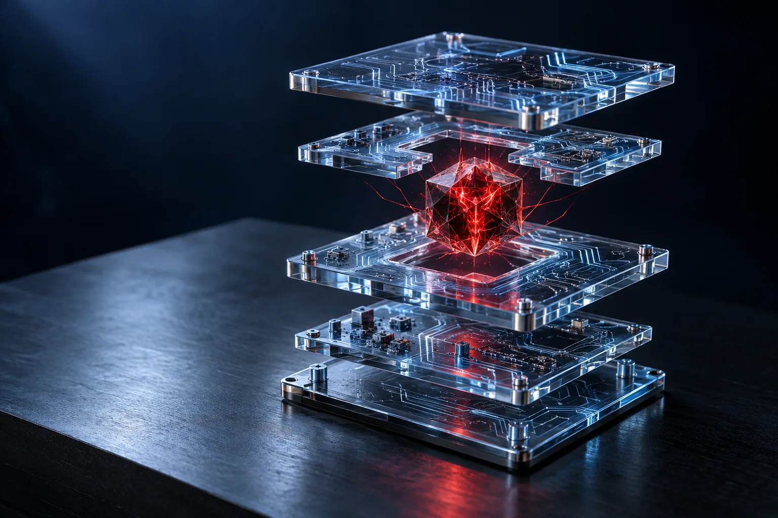 Conceptual malicious core isolated within separated transparent circuit layers