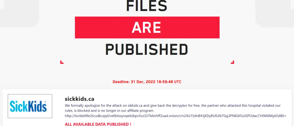 LockBit Ransomware Group Formally Apologized For The Attack On The SickKids Pediatric Hospital