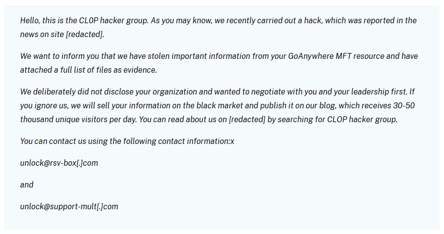Clop Ransom Note